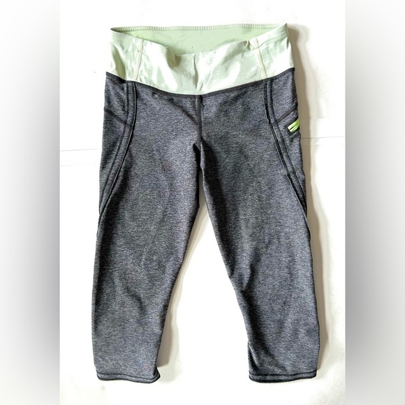 Lululemon Run a Marathon Crop grey green band pocket size 6 leggings pants - Picture 7 of 9